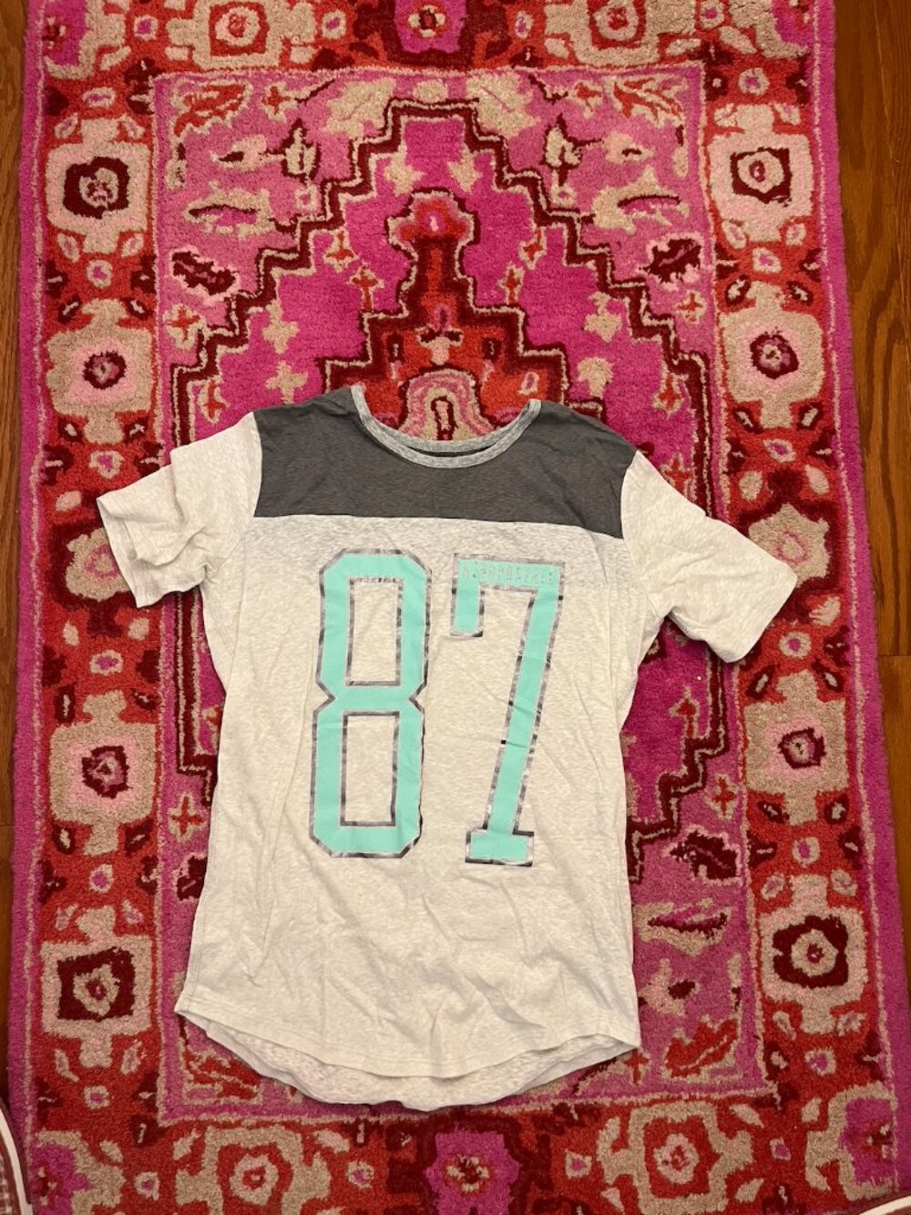 Aeropostale Women's Teal Block Number Raglan Logo Short Sleeve T-Shirt
